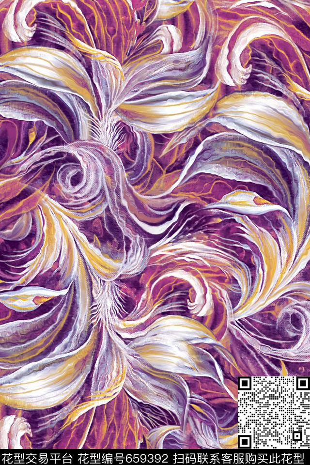 JY000140.jpg - 659392 - 抽象唯美 秋冬系列 浪漫紫色系 - 数码印花花型 － 女装花型设计 － 瓦栏