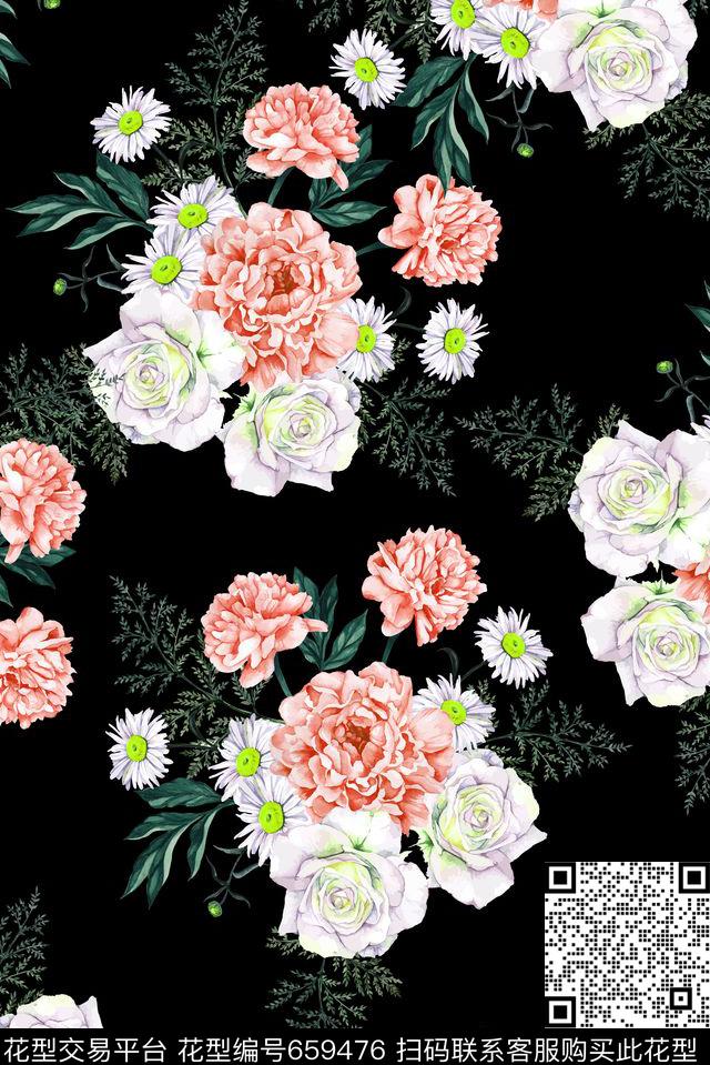 手绘热带植物数码印花花型下载（图片编号: 659476） - 瓦栏（Walan）