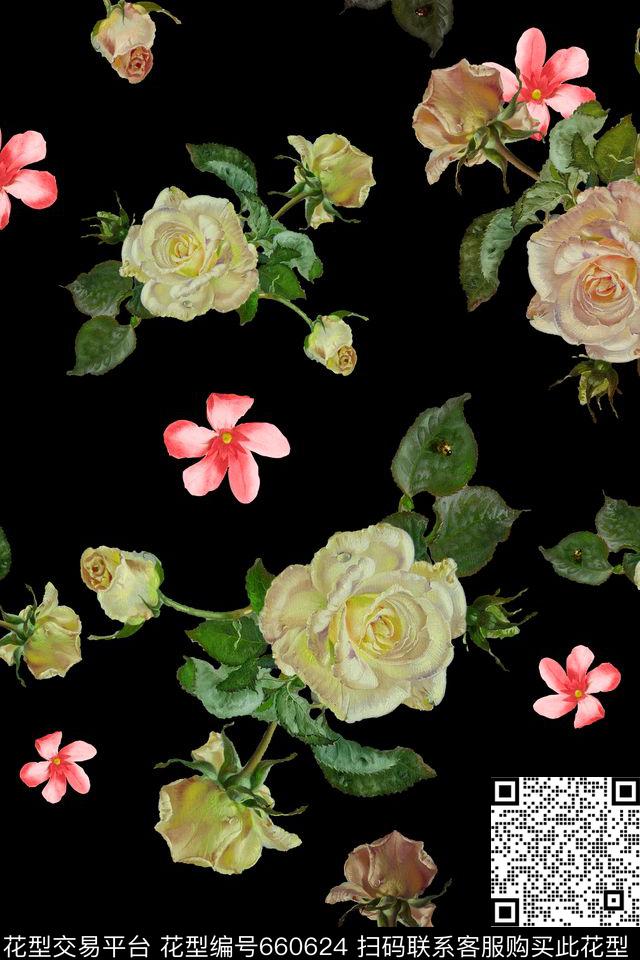 女装手绘。花卉数码印花花型下载（图片编号: 660624） - 瓦栏（Walan）