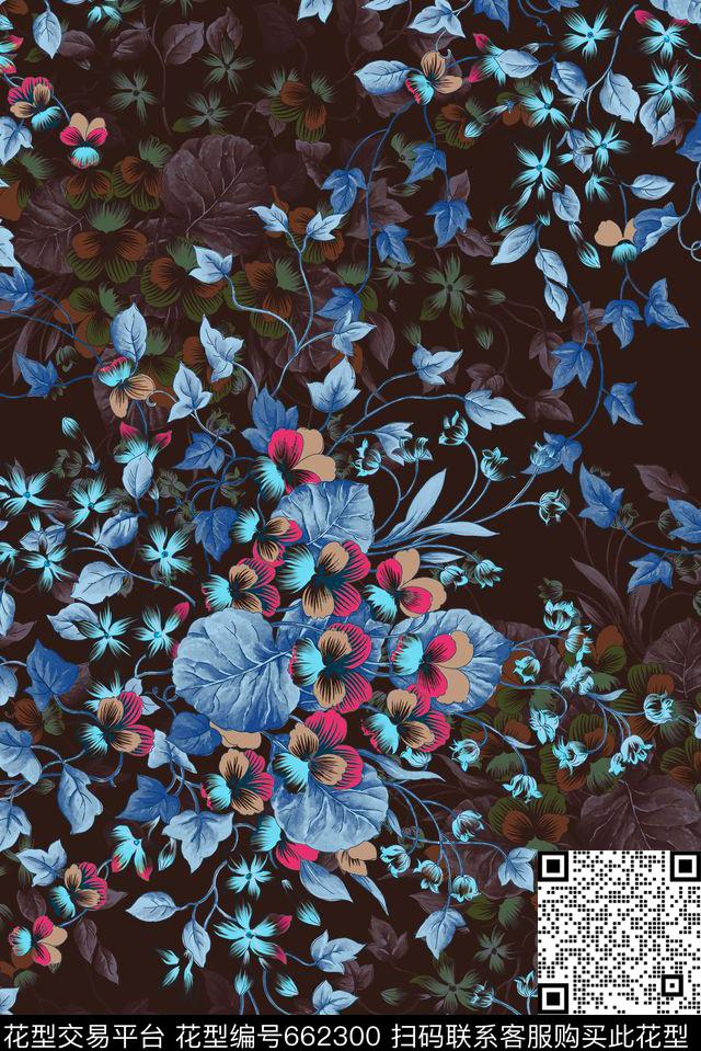 清爽花卉时尚数码印花花型下载（图片编号: 662300） - 瓦栏（Walan）