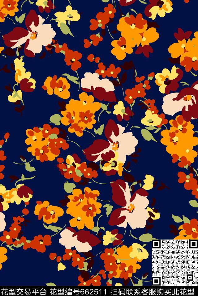 小碎花花朵花卉传统印花花型下载（图片编号: 662511） - 瓦栏（Walan）