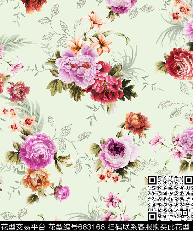 Morning-060216-LSN.tif - 663166 - 牡丹 花卉 - 数码印花花型 － 沙发布花型设计 － 瓦栏
