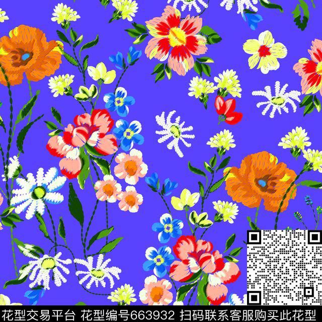 时尚复古风花卉-3.jpg - 663932 - 民族风 复古花卉 小花 - 数码印花花型 － 女装花型设计 － 瓦栏