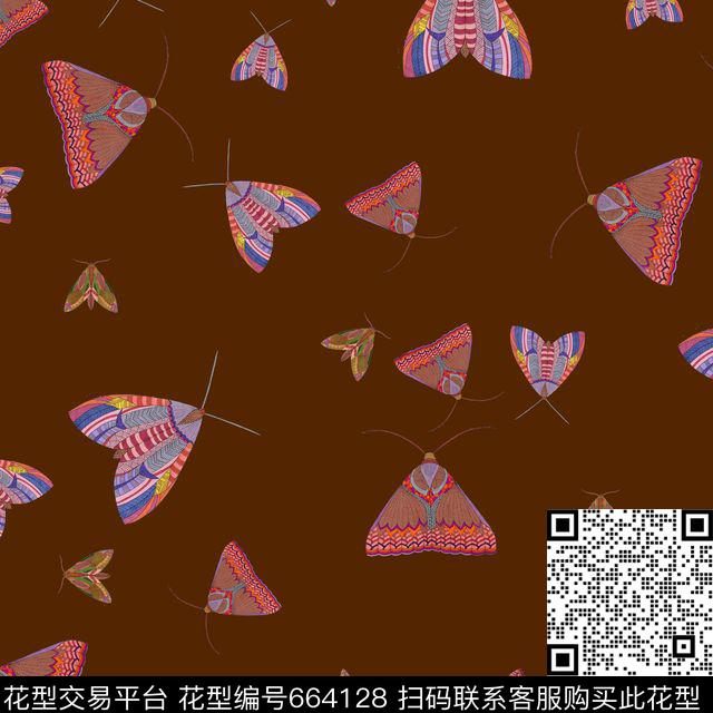 民族飞蛾.jpg - 664128 - 复古昆虫 飞蛾虫子 - 数码印花花型 － 女装花型设计 － 瓦栏
