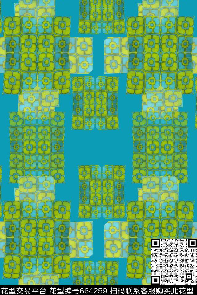 几何图案拼贴多彩变幻数码印花花型下载（图片编号: 664259） - 瓦栏（Walan）