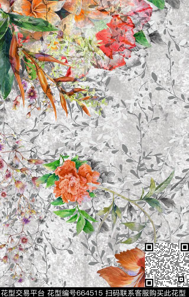定位肌理小碎花数码印花花型下载（图片编号: 664515） - 瓦栏（Walan）