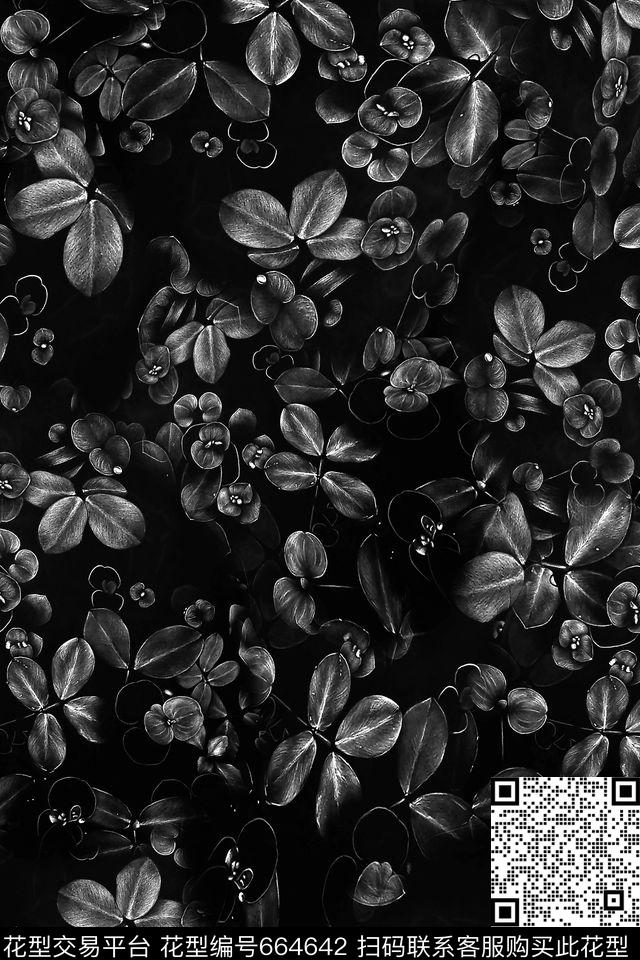 四叶草休闲草数码印花花型下载（图片编号: 664642） - 瓦栏（Walan）