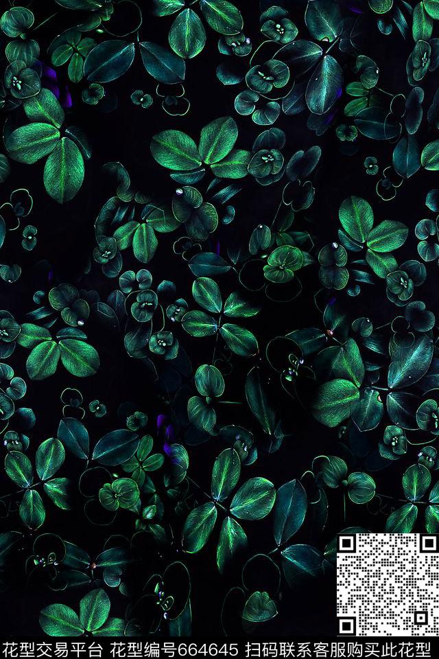 四叶草休闲草数码印花花型下载（图片编号: 664645） - 瓦栏（Walan）