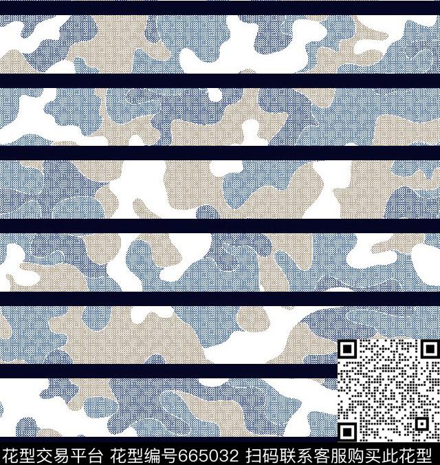 wl-021.tif - 665032 - 军装迷彩 条纹 - 传统印花花型 － 男装花型设计 － 瓦栏
