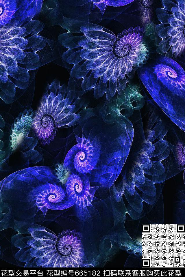 漩涡几何抽象数码印花花型下载（图片编号: 665182） - 瓦栏（Walan）