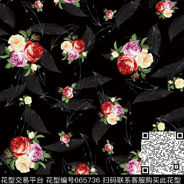小花.jpg - 665736 - 树叶 手绘 玫瑰 - 数码印花花型 － 女装花型设计 － 瓦栏