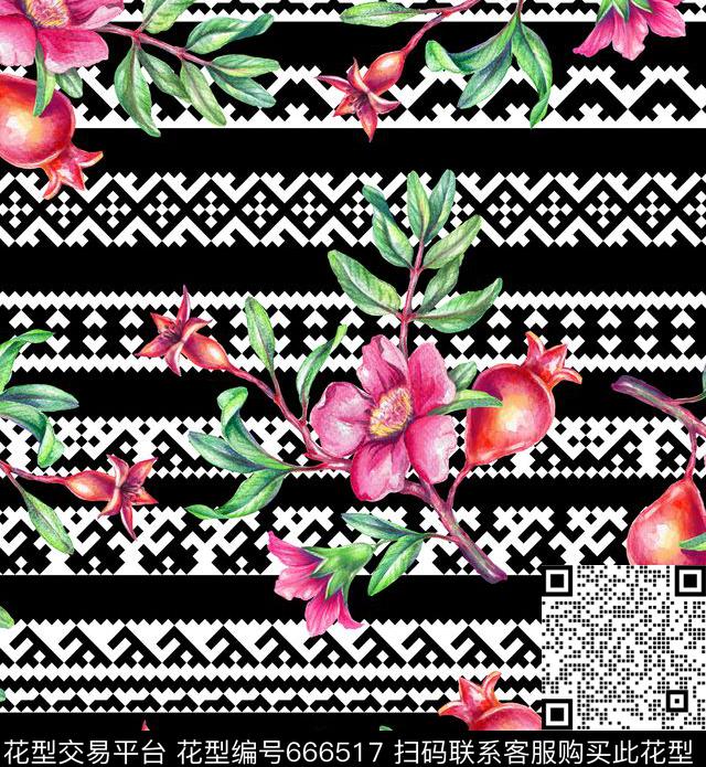 热带鲜艳植物数码印花花型下载（图片编号: 666517） - 瓦栏（Walan）