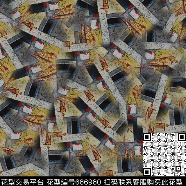 抽象人物海洋数码印花花型下载（图片编号: 666960） - 瓦栏（Walan）