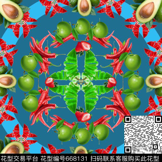 趣味图案果蔬写实辣椒数码印花花型下载（图片编号: 668131） - 瓦栏（Walan）