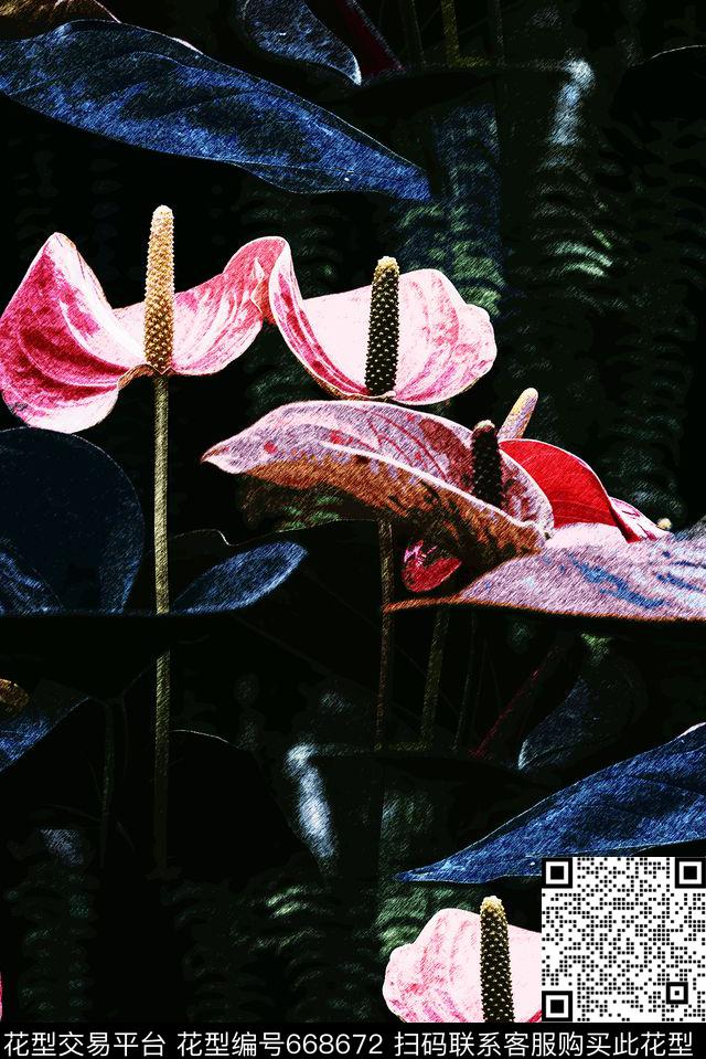 花语121.jpg - 668672 - 红掌 花卉 饰品 - 数码印花花型 － 女装花型设计 － 瓦栏