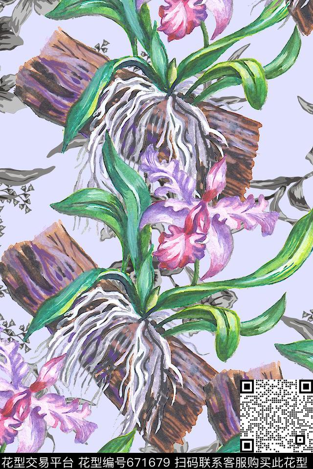 淡雅手绘肌理数码印花花型下载（图片编号: 671679） - 瓦栏（Walan）