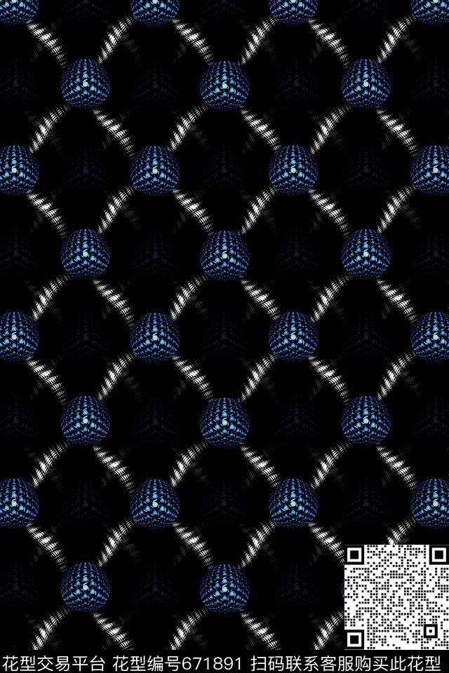 ym110-10.tif - 671891 - 几何 分形艺术 圆球 - 数码印花花型 － 男装花型设计 － 瓦栏