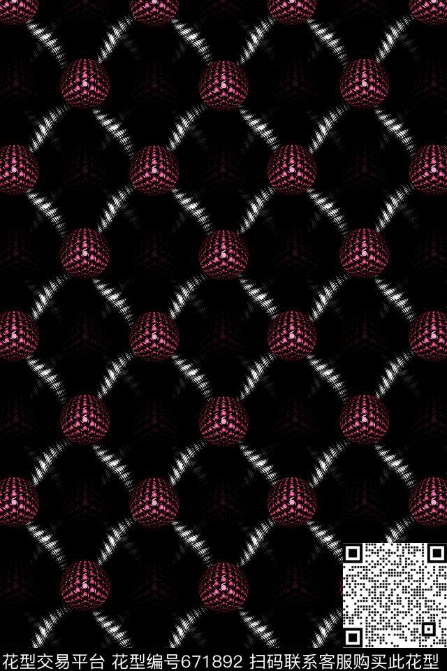 ym110-10-.tif - 671892 - 几何 分形艺术 圆球 - 数码印花花型 － 男装花型设计 － 瓦栏