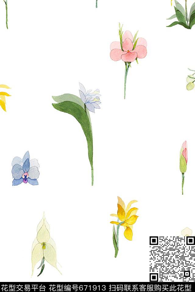 女装小清新花卉数码印花花型下载（图片编号: 671913） - 瓦栏（Walan）
