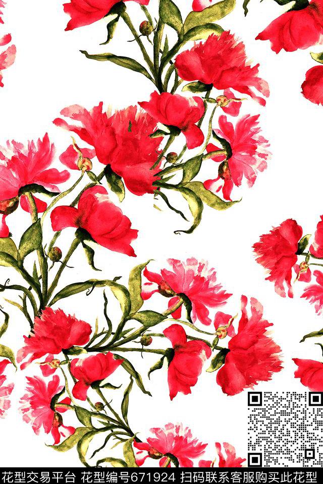 花卉女装春夏数码印花花型下载（图片编号: 671924） - 瓦栏（Walan）