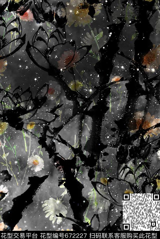 抽象剪影星空数码印花花型下载（图片编号: 672227） - 瓦栏（Walan）