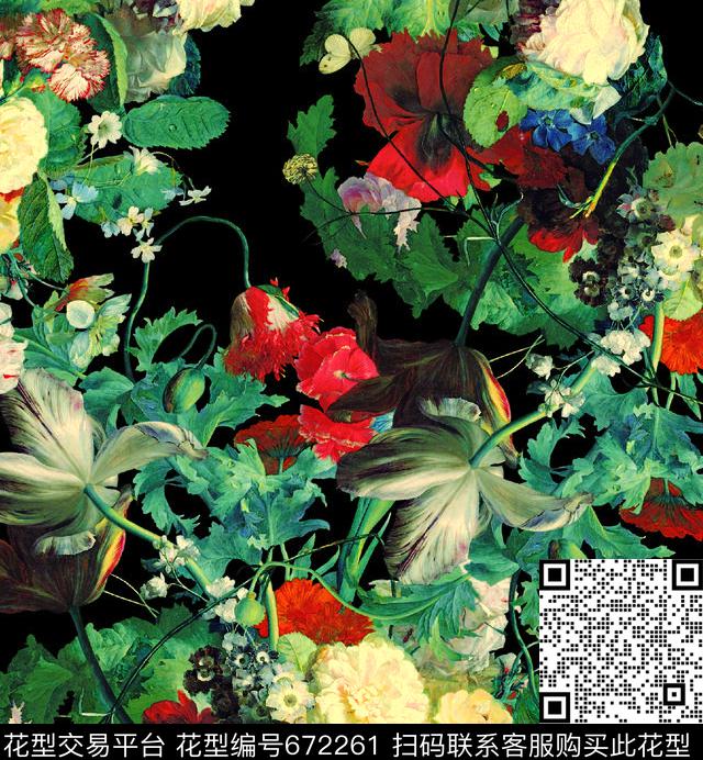 花都.tif - 672261 - 小碎花 乱花 花朵 - 数码印花花型 － 女装花型设计 － 瓦栏
