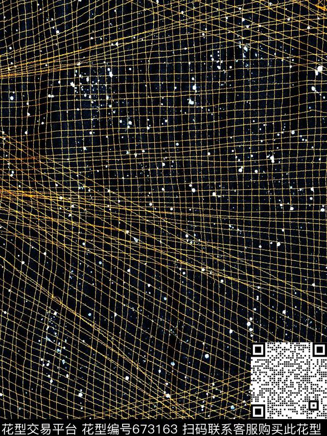 月亮与六便士（独幅 60x80）.jpg - 673163 - 线条 抽象 斑点 - 数码印花花型 － 女装花型设计 － 瓦栏