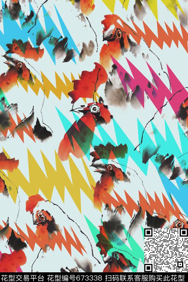 锯齿Z字形抽象传统印花花型下载（图片编号: 673338） - 瓦栏（Walan）