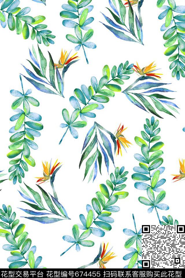 2016072001.jpg - 674455 - 天堂鸟花 热带 植物 - 数码印花花型 － 女装花型设计 － 瓦栏