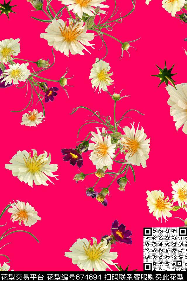 女装满版小花数码印花花型下载（图片编号: 674694） - 瓦栏（Walan）