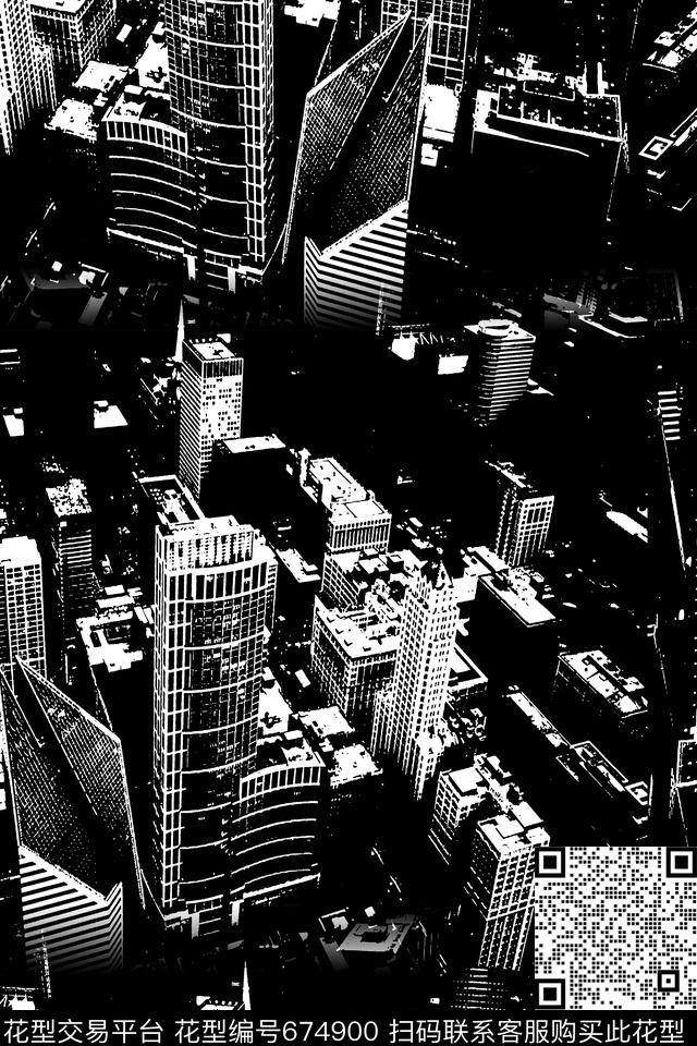 都市建筑几何数码印花花型下载（图片编号: 674900） - 瓦栏（Walan）