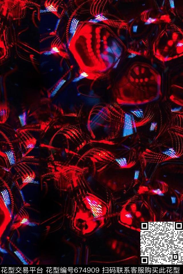 抽象锦鲤艺术数码印花花型下载（图片编号: 674909） - 瓦栏（Walan）