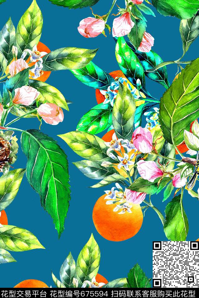 泳装水果花卉数码印花花型下载（图片编号: 675594） - 瓦栏（Walan）