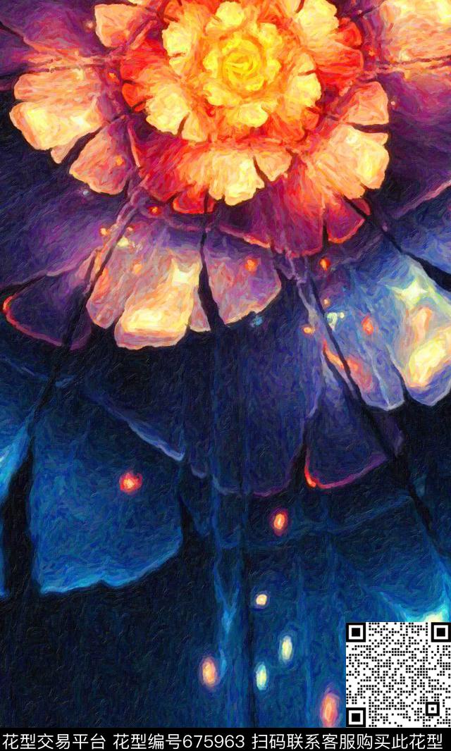 油画花朵.jpg - 675963 - 油画 花朵 笔触 - 数码印花花型 － 女装花型设计 － 瓦栏