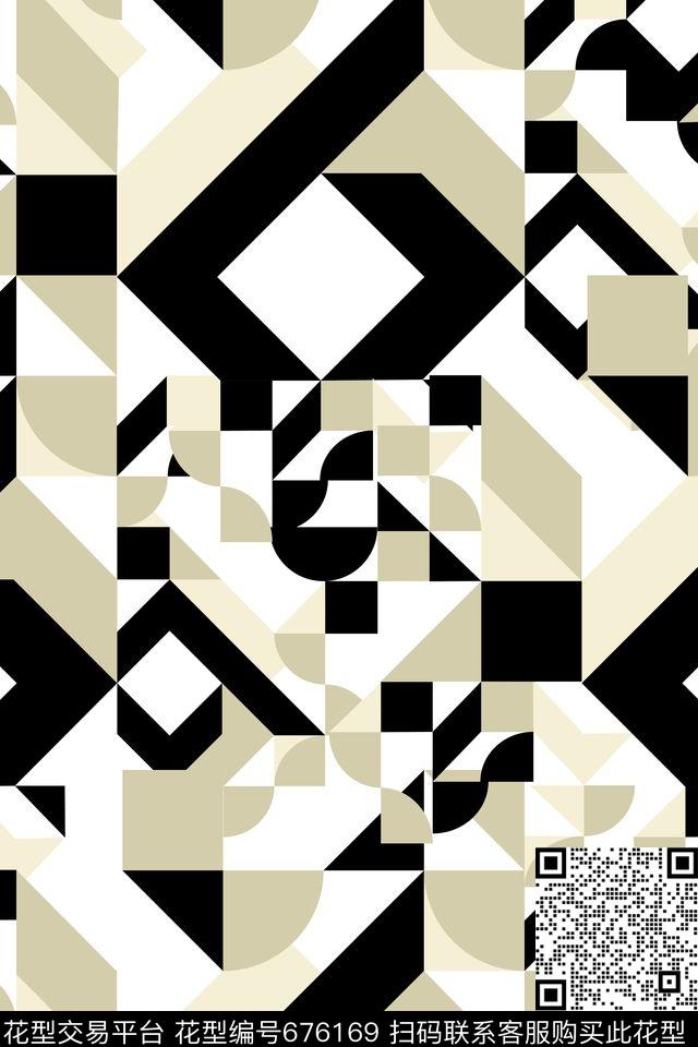 简欧菱形格子几何构解传统印花花型下载（图片编号: 676169） - 瓦栏（Walan）