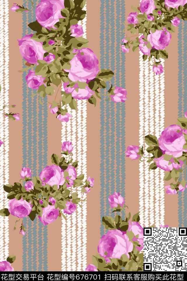 S6A721-2.jpg - 676701 - 花卉 窗帘 几何条纹 - 传统印花花型 － 窗帘花型设计 － 瓦栏