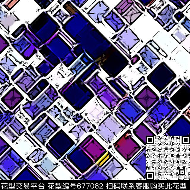 方块男装休闲数码印花花型下载（图片编号: 677062） - 瓦栏（Walan）