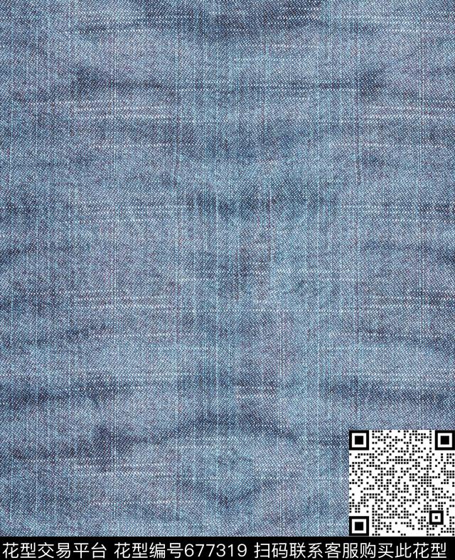 扎染效果做旧水洗牛仔布数码印花花型下载（图片编号: 677319） - 瓦栏（Walan）