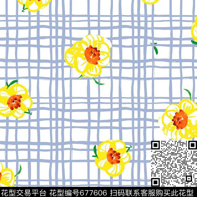 几何花卉传统印花花型下载（图片编号: 677606） - 瓦栏（Walan）