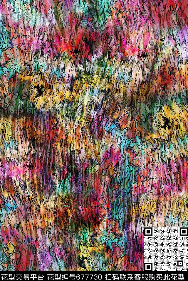 纹理抽象数码印花花型下载（图片编号: 677730） - 瓦栏（Walan）