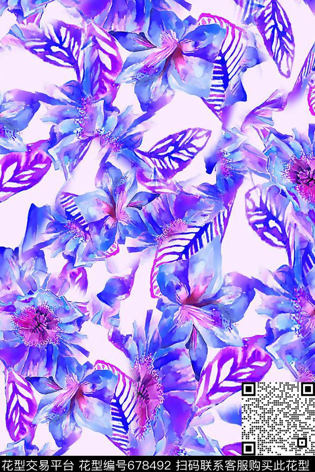 女装花卉春夏数码印花花型下载（图片编号: 678492） - 瓦栏（Walan）
