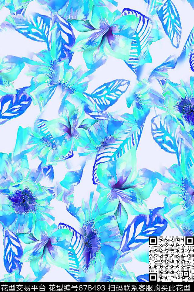女装花卉春夏数码印花花型下载（图片编号: 678493） - 瓦栏（Walan）