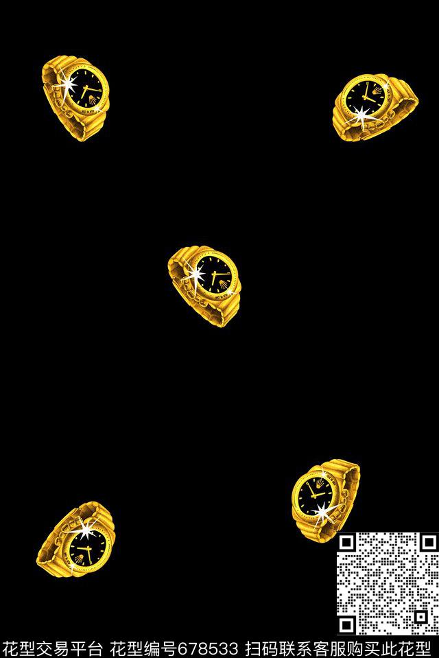 男装商务休闲钟表数码印花花型下载（图片编号: 678533） - 瓦栏（Walan）