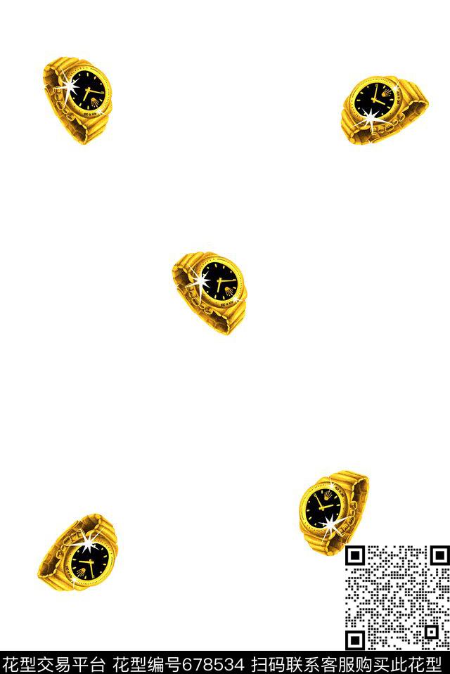 男装商务休闲钟表数码印花花型下载（图片编号: 678534） - 瓦栏（Walan）