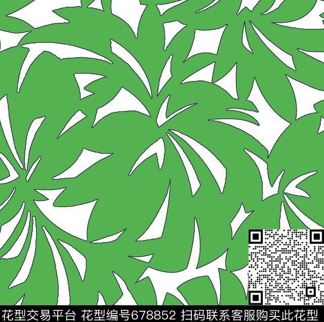 热带抽象花卉叶子传统印花花型下载（图片编号: 678852） - 瓦栏（Walan）