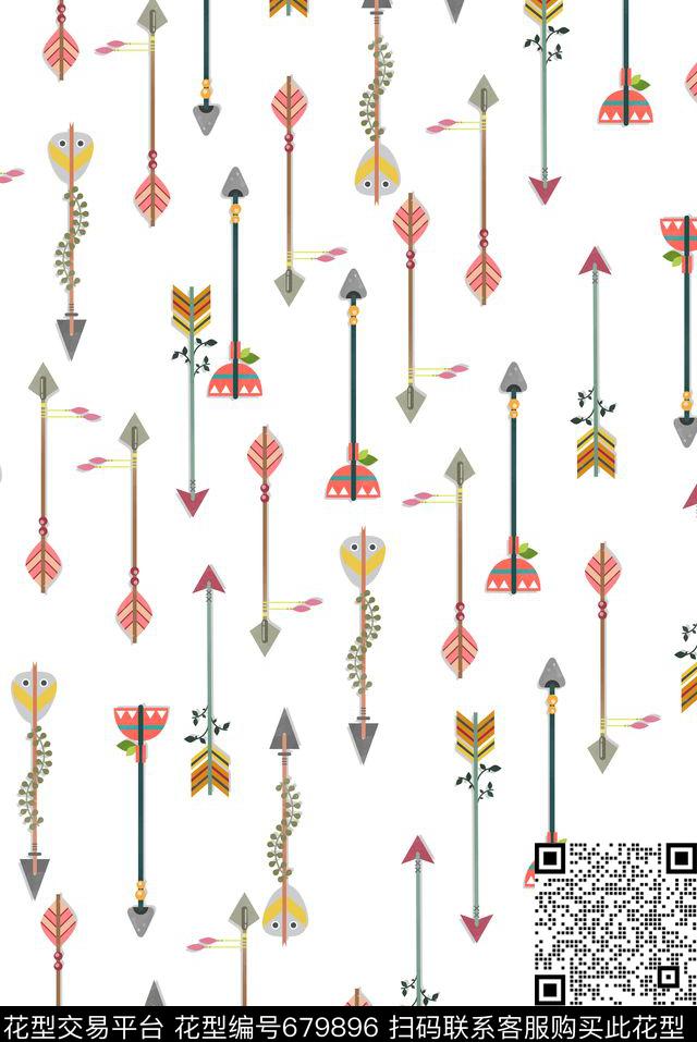 221卡通箭头.jpg - 679896 - 婴童 卡通 箭头 - 传统印花花型 － 女装花型设计 － 瓦栏