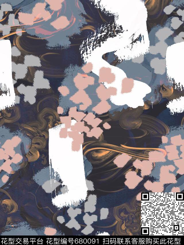 肌理.jpg - 680091 - 女装水彩水墨 抽象 - 数码印花花型 － 长巾花型设计 － 瓦栏