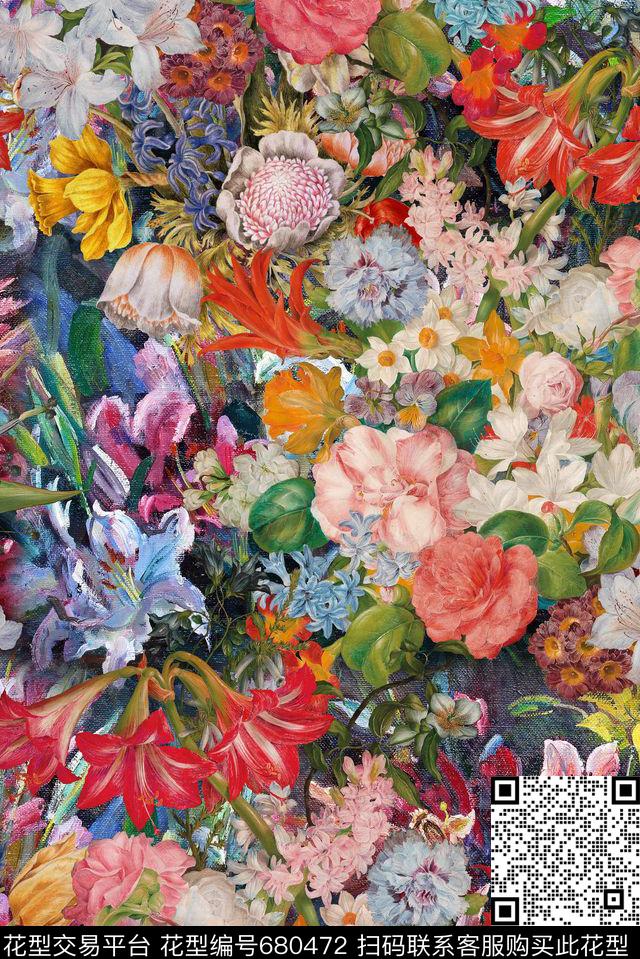 花卉花朵数码印花花型下载（图片编号: 680472） - 瓦栏（Walan）