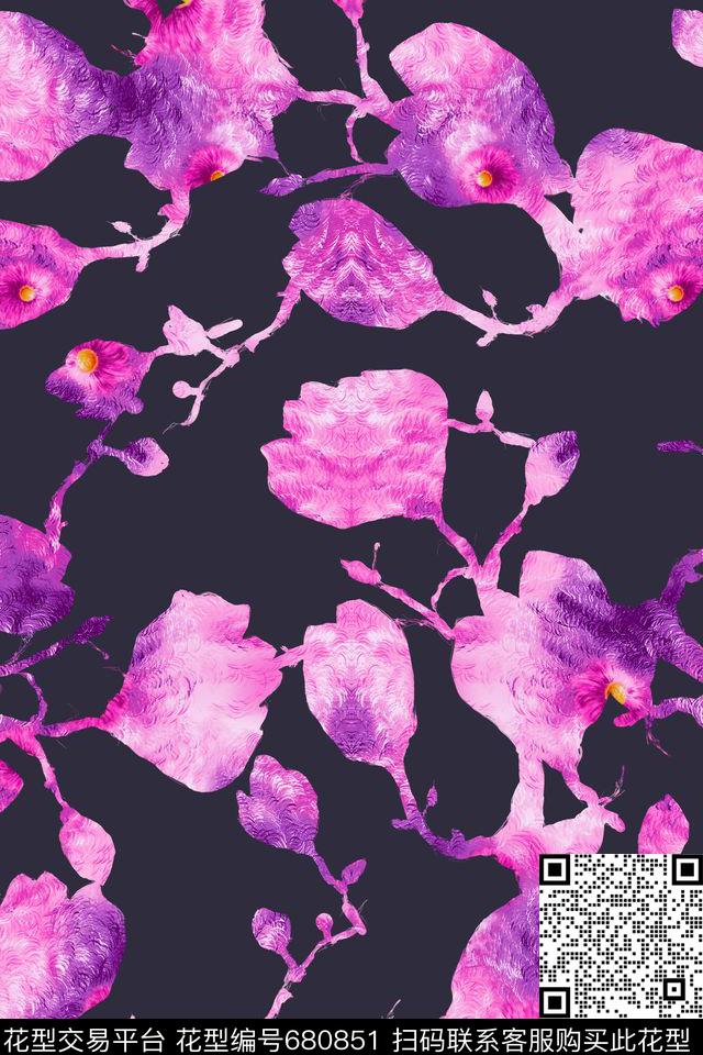 抽象郁金香花卉数码印花花型下载（图片编号: 680851） - 瓦栏（Walan）