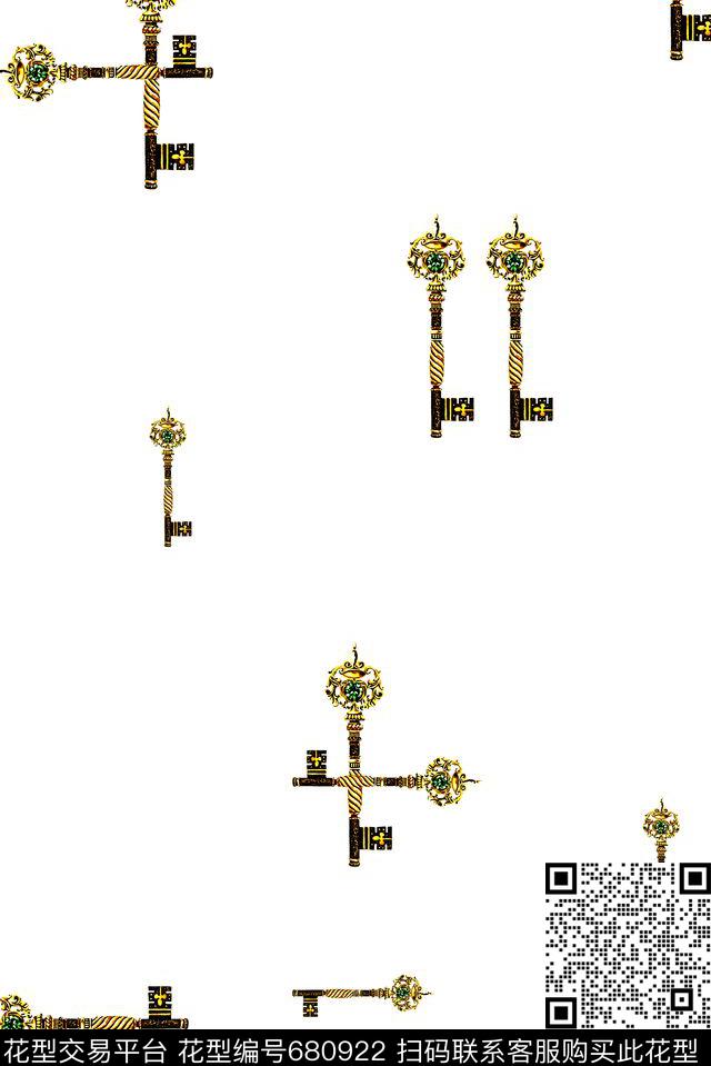 男装钥匙商务休闲数码印花花型下载（图片编号: 680922） - 瓦栏（Walan）